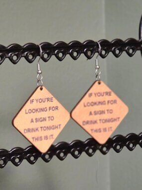 Street Sign Earrings – Wooden